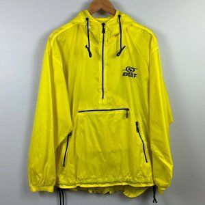 Guess Sport Windbreaker Jacket S Mens‎ 90s Anorak Hood Yellow Spell Out